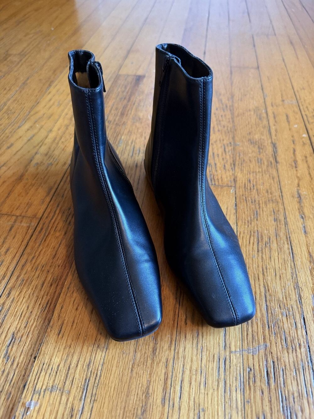Paolo Black Ankle Zip Booties Womens Size 5.5 Faux Leather
